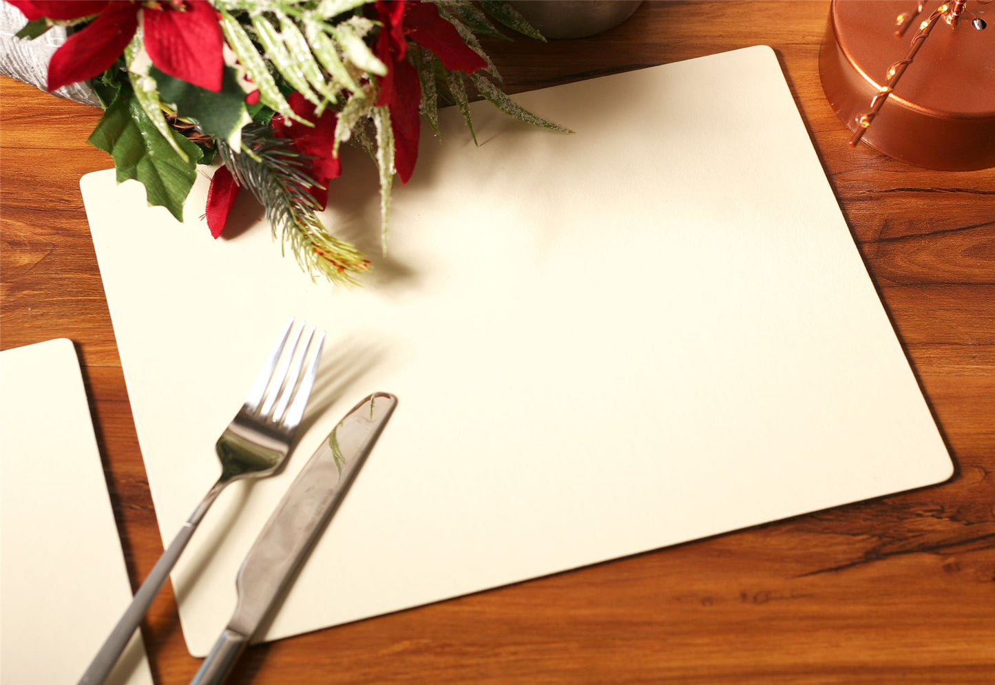 Set of 6 Ivory Elementary Leatherboard Placemats Tablemats - Made in Britain