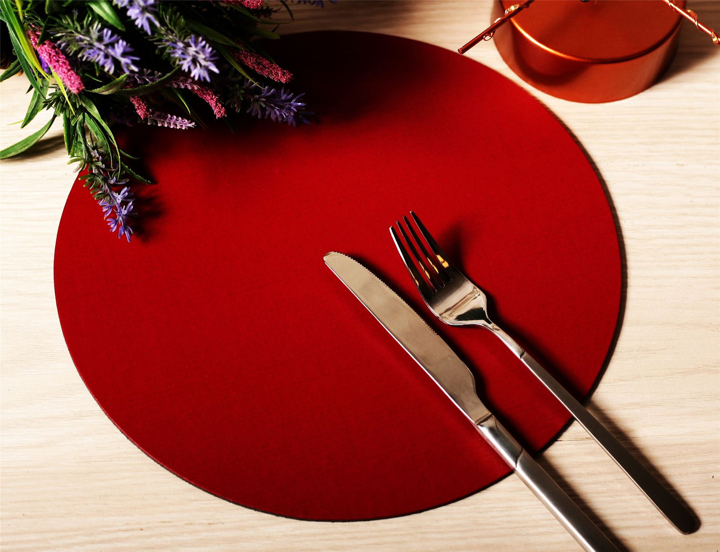 Set of 8 Merlot Elementary Round Leatherboard Placemats Tablemats - UK Made