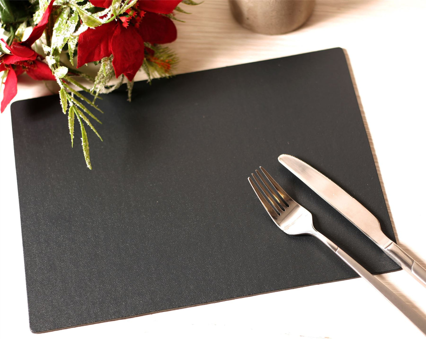 6 Charcoal Grey Elementary Leatherboard Placemats Tablemats - Made UK