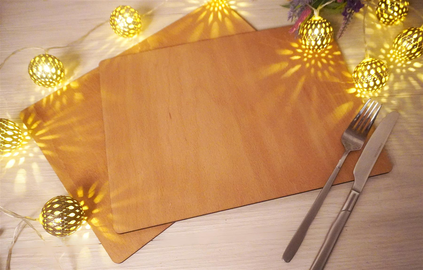 Set of 8 Solid Wooden Non Slip Eco Friendly FSC certified Placemats Tablemats - Made in Britain