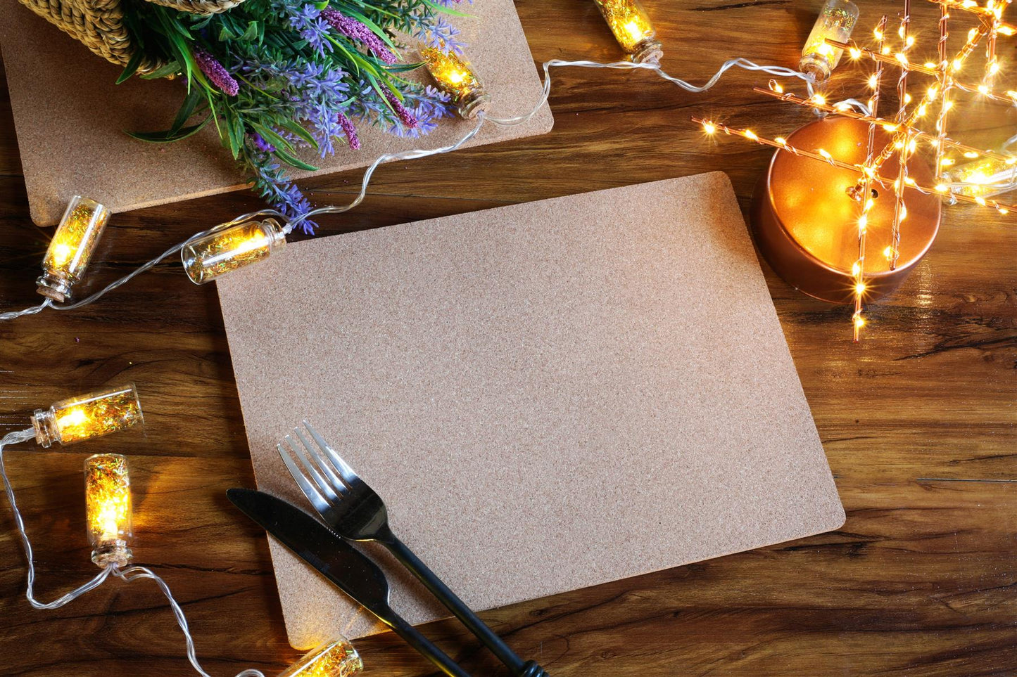 Set of 6 Naturals Pure Cork Chuncky Placemats - UK Made