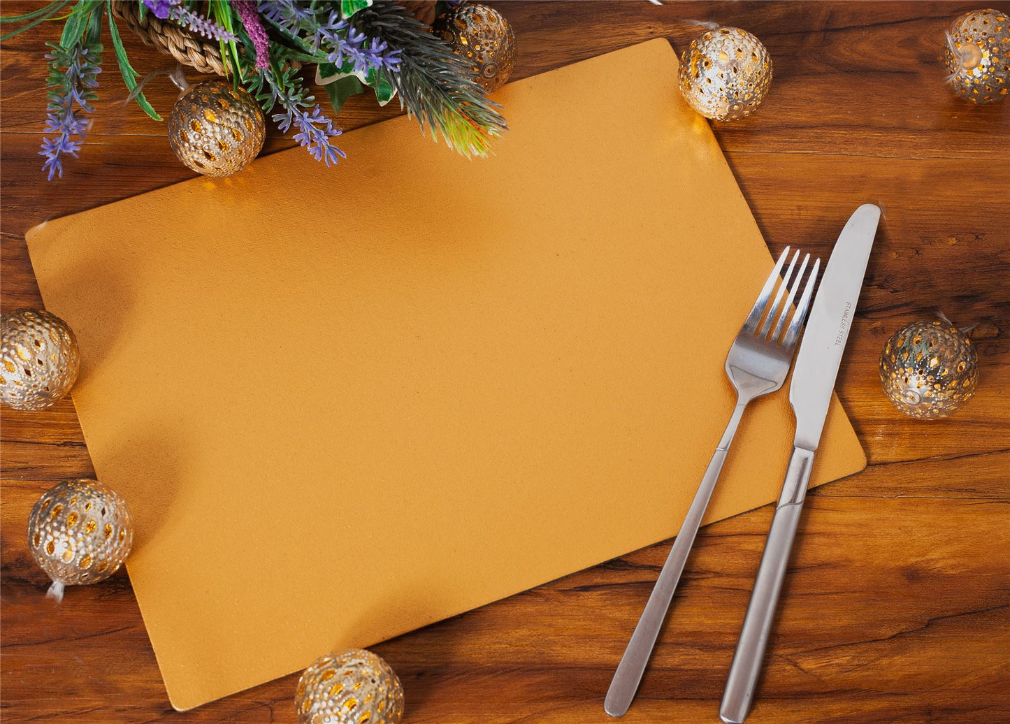 Set of 8 Gold Elementary Leatherboard Placemats Tablemats - Made in Britain