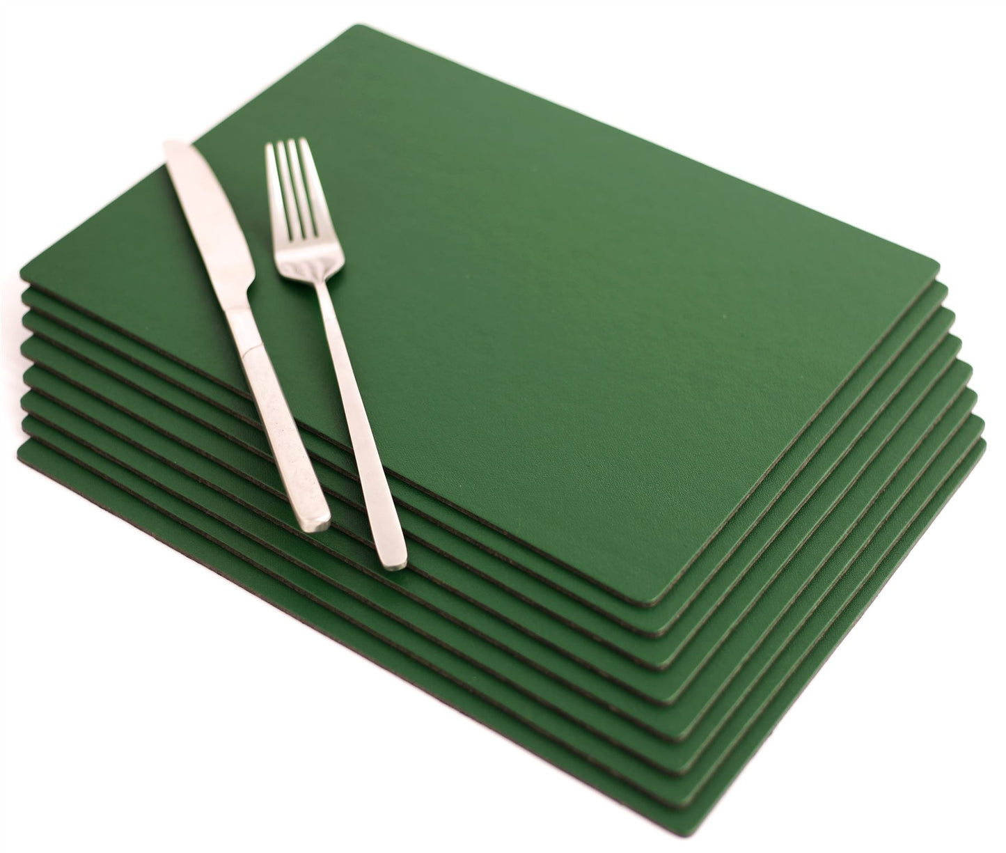 Set of 8 British Racing Green Elementary Leatherboard Placemats Tablemats