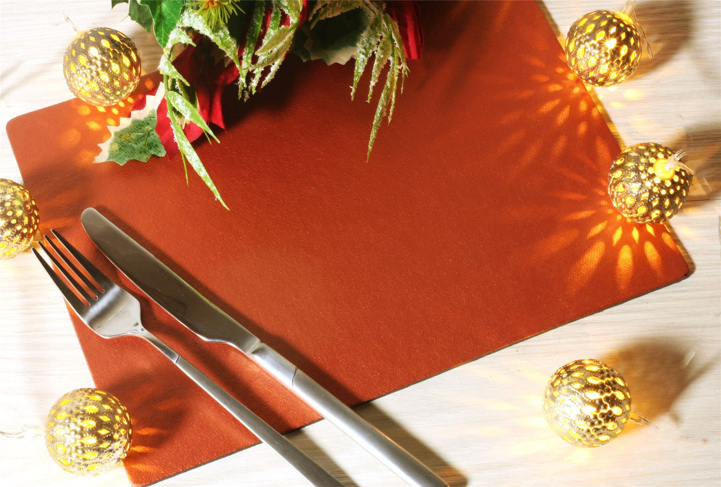 Set of 8 Copper Elementary Leatherboard Placemats Tablemats - Made in Britain