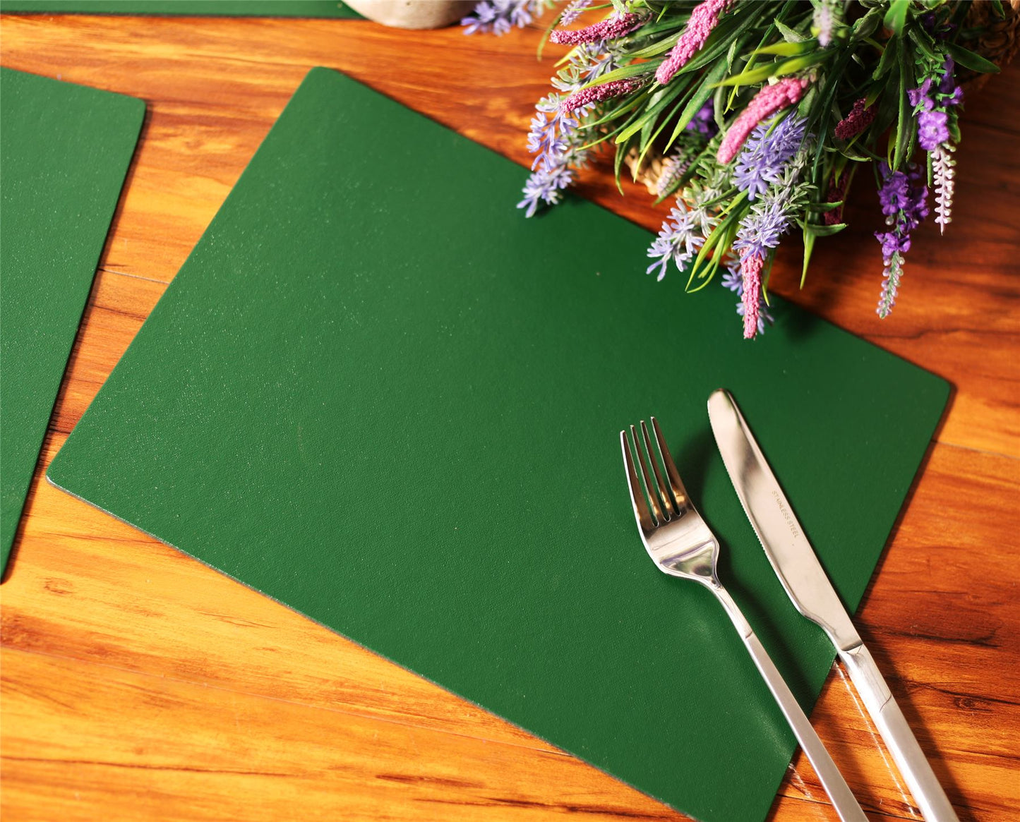 Set of 6 British Racing Green Elementary Leatherboard Placemats Tablemats