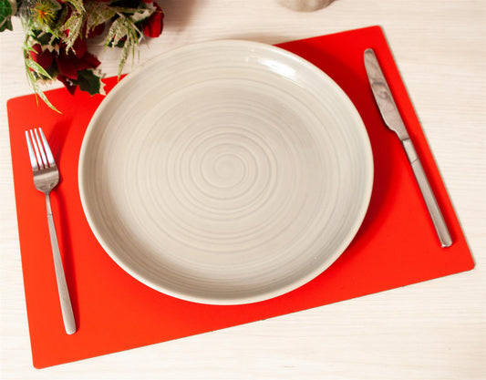  Set of 6 Red Large Elementary Bonded Leather Placemats Tablemats - Made in Britain