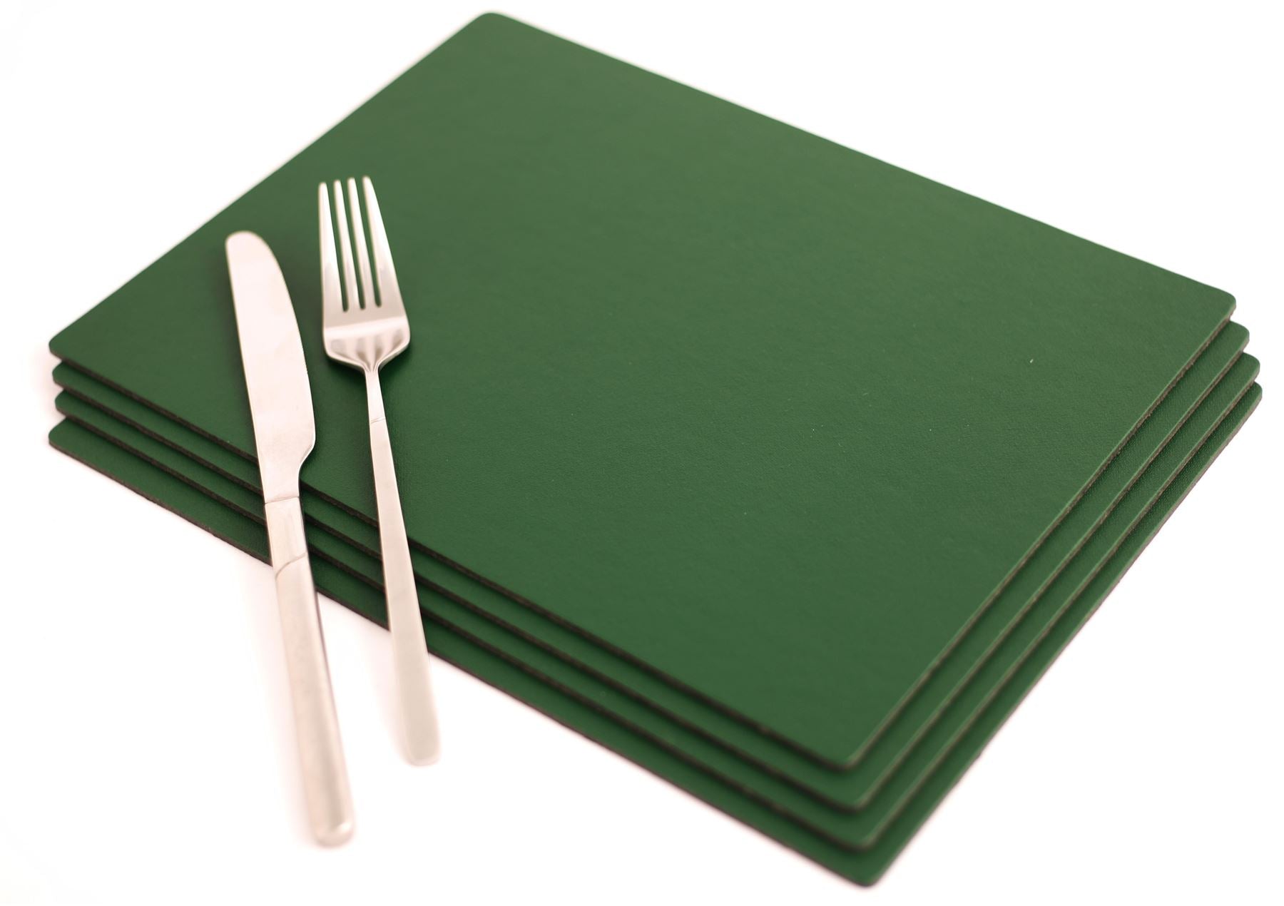  Set of 4 British Racing Green Elementary Leatherboard Placemats Tablemats