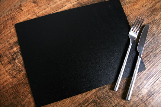  Set of 6 Classic Black Leatherboard Placemats UK Made