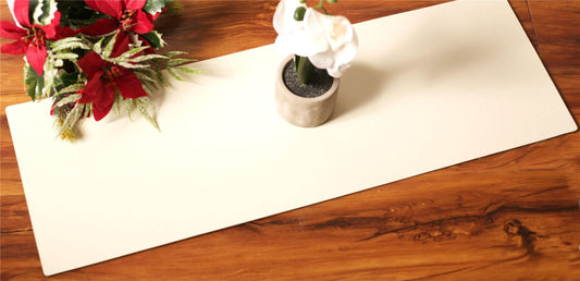  Luxury Ivory 70cm Long Leatherboard Table Runner - Made In Britain