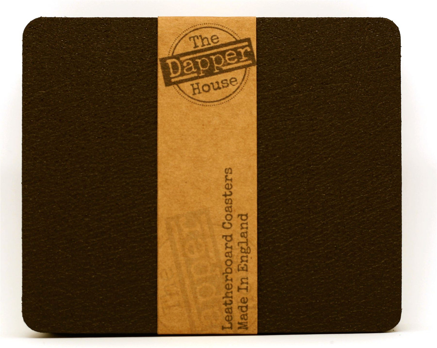  Set of 4 Classic Brown Leatherboard Coasters UK Made