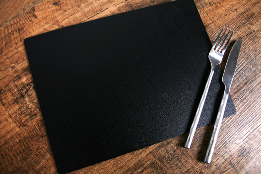 Set of 4 Black Recycled Leather placemats - Made In The UK