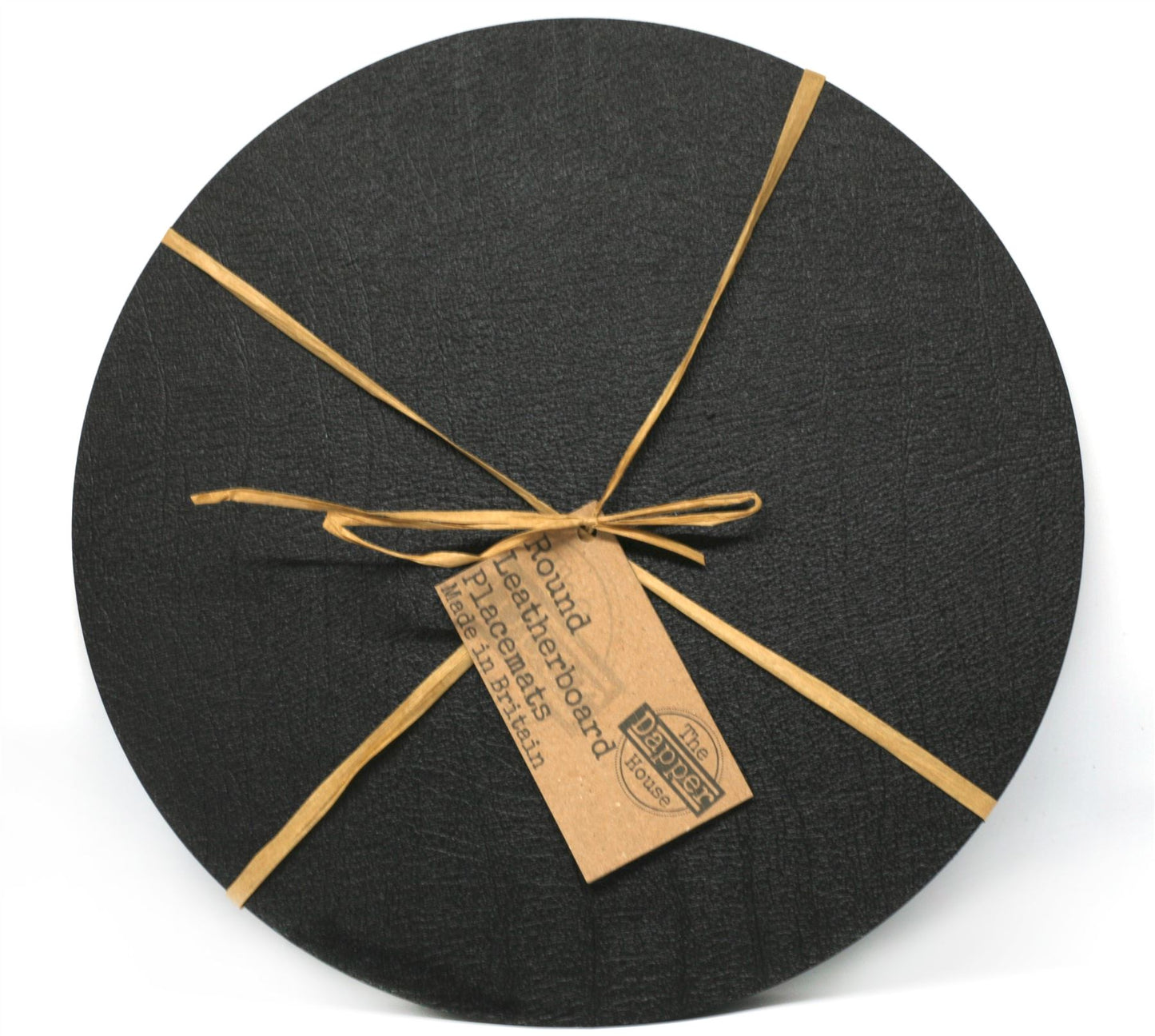  Set of 8 Classic Black Leatherboard Round Placemats  - Made in UK