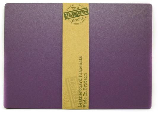  Set of 4 Elementary Purple Leatherboard Placemats - Made in UK