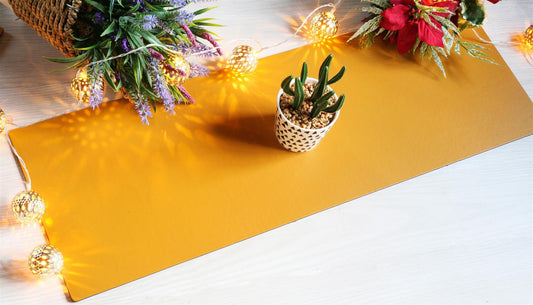  Luxury Elementary Mustard Leatherboard Table Runner 70cm