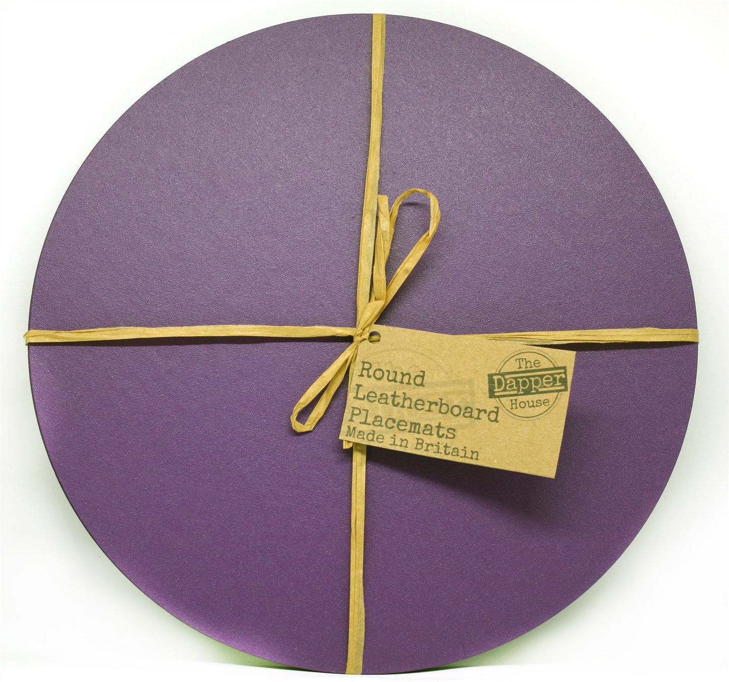  Set of 8 Elementary Purple Leatherboard Round Placemats - Made in UK